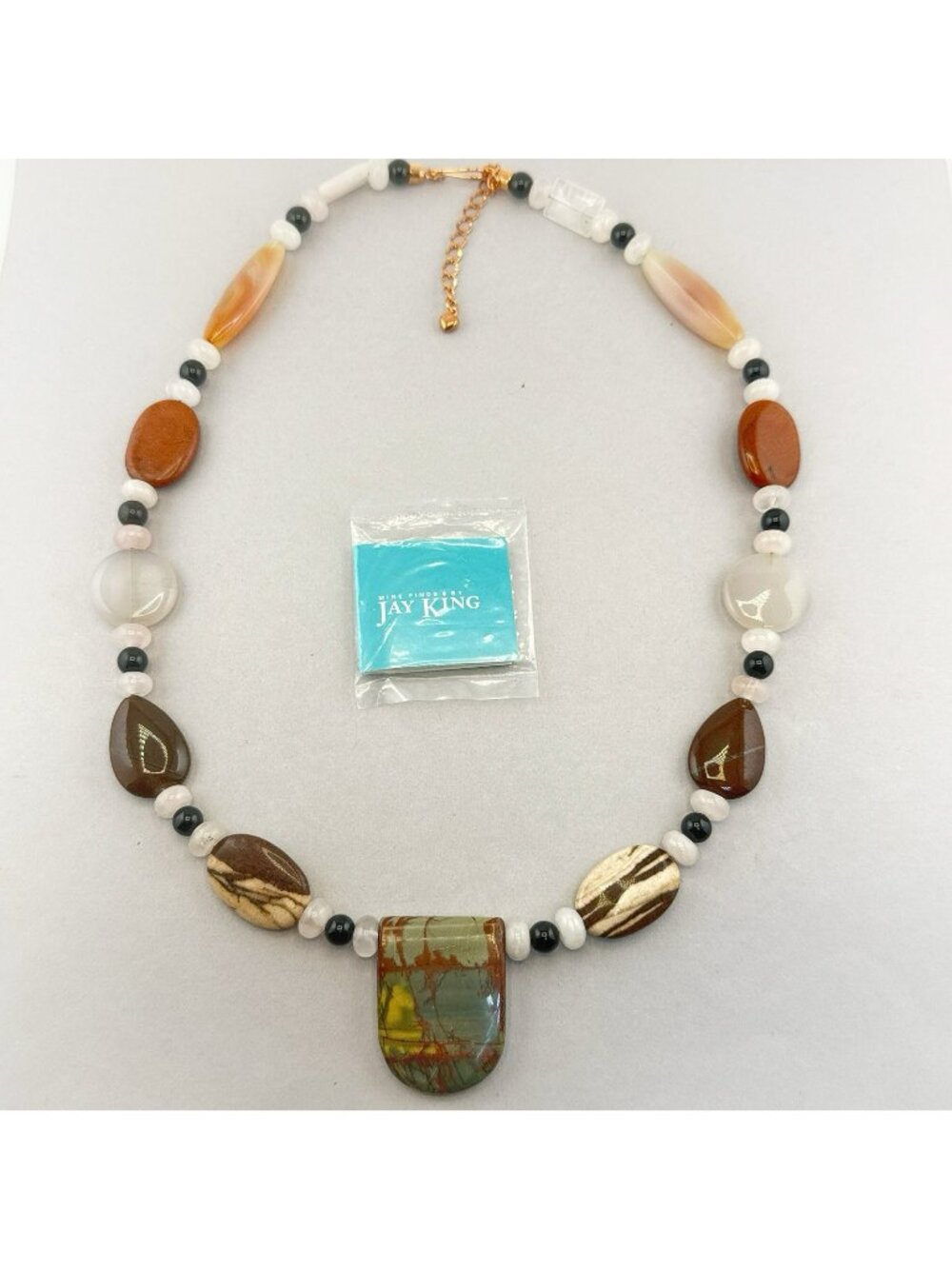Jay King Necklace Jasper Onyx Quartz Chunky Beaded Copper DTR Multicolor 126g